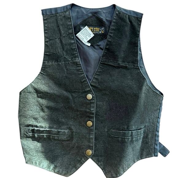 Vintage Don't Stop Women's Black Leather Button Front Vest Size Medium - Picture 1 of 4